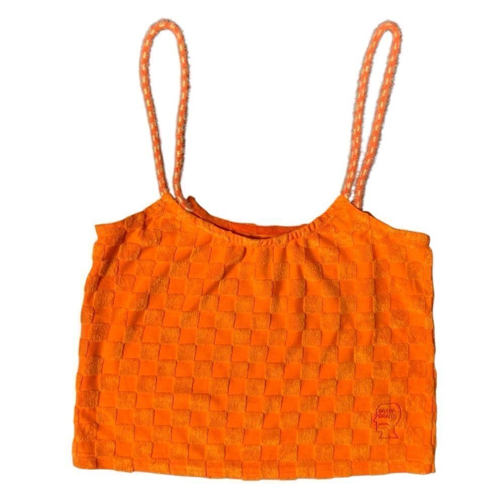 Brain Dead Check Burnout Cami Orange Size Small
